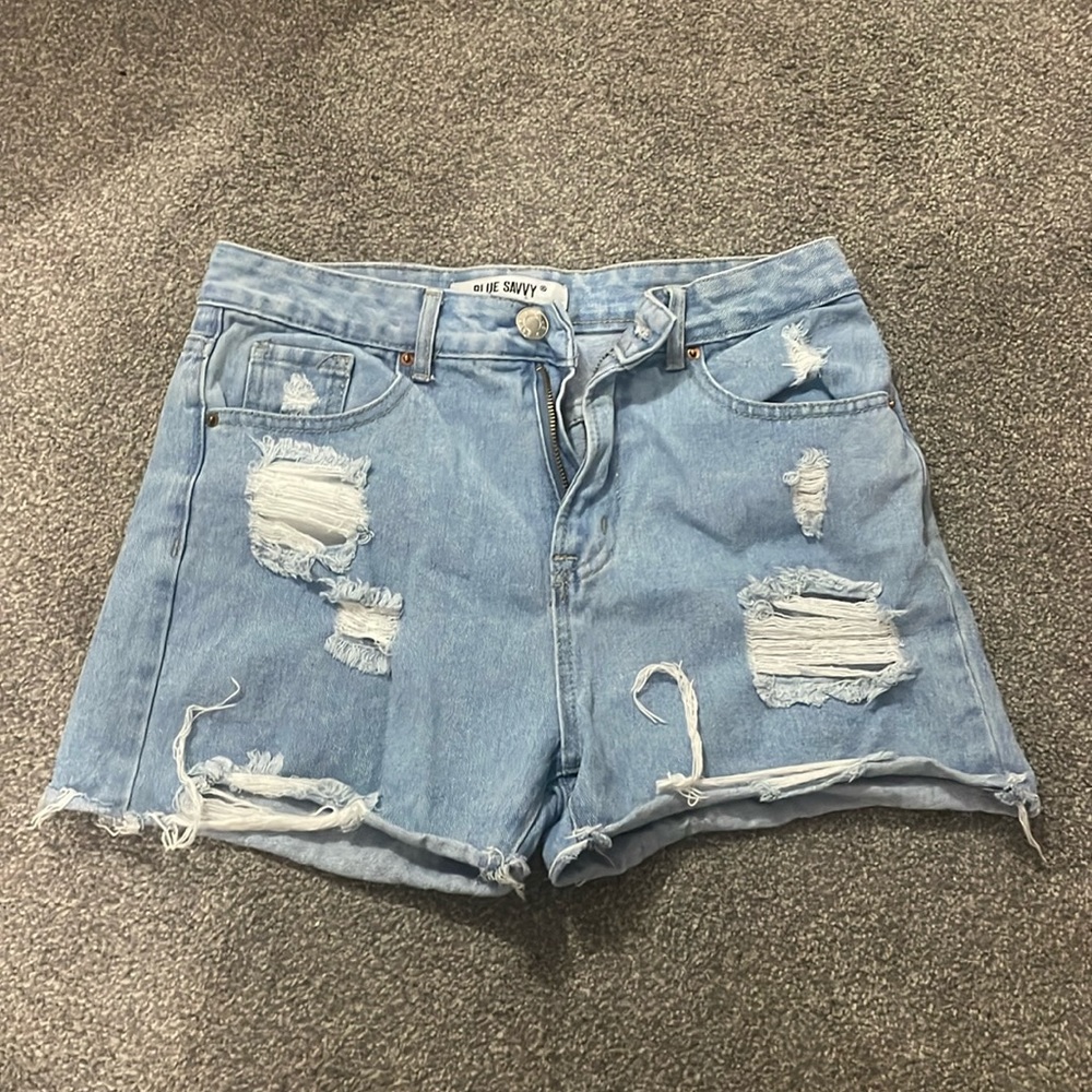 Blue denim jean shorts. Size 4 from Blue Savvy
